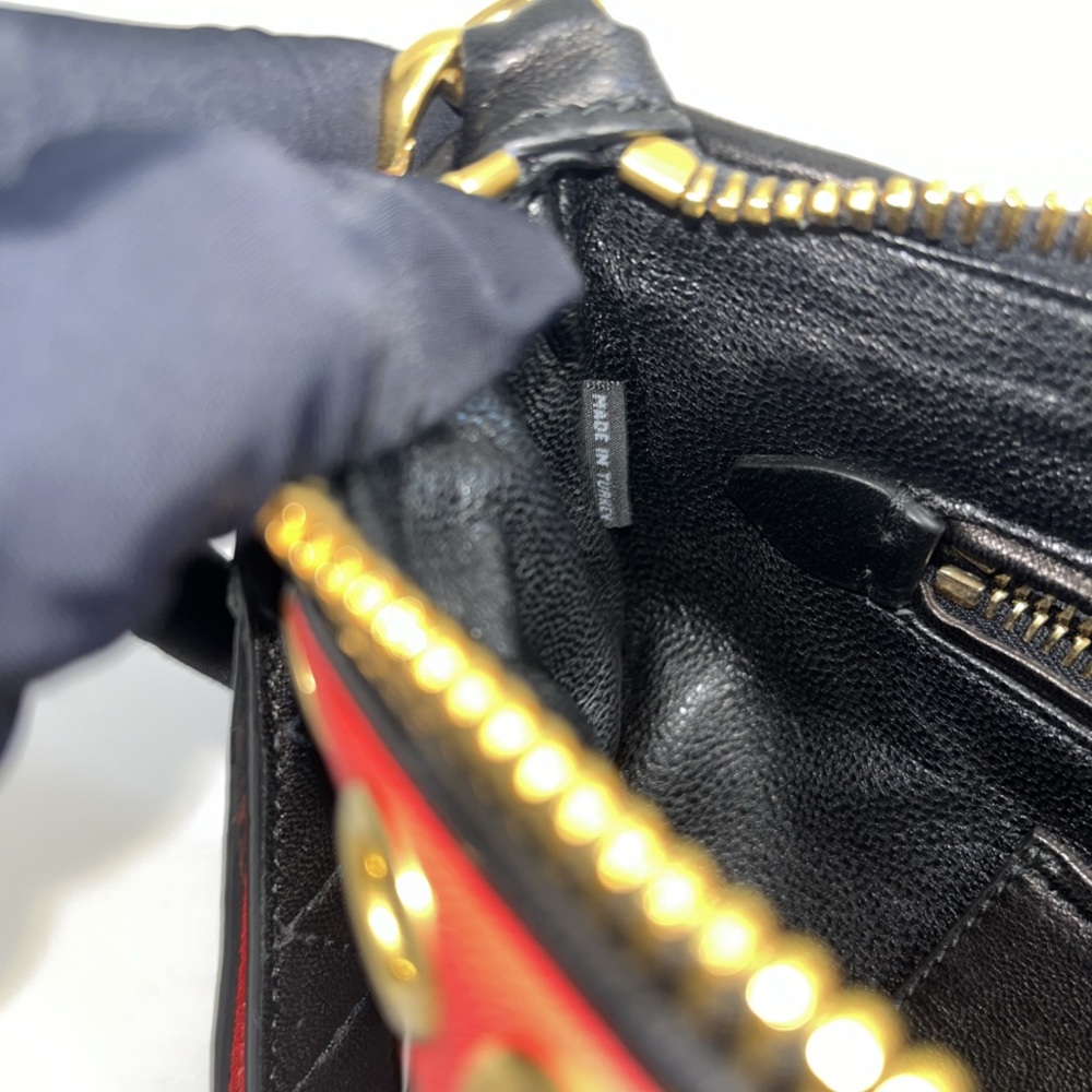 Miu Miu Nappa Biker Cry Vintage Rare red blue and white Studded Quilted Clutch✨ - Picture 9 of 10